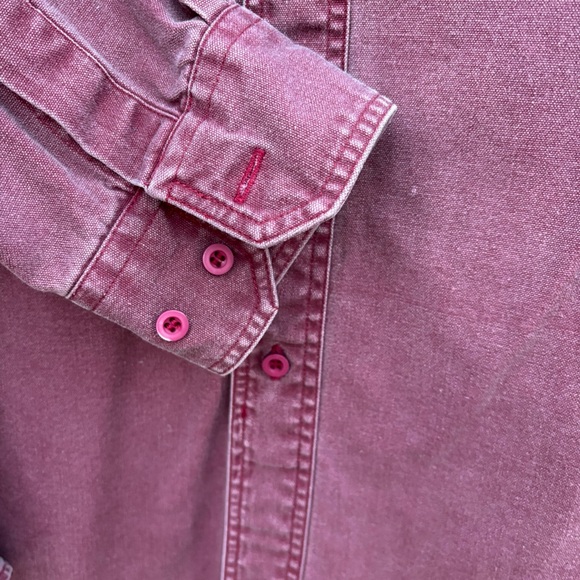 Vtg Wrangler Rugged Wear Pink Button Up Long Sleeve Shirt Size L (16-16 1/2) - Picture 3 of 10